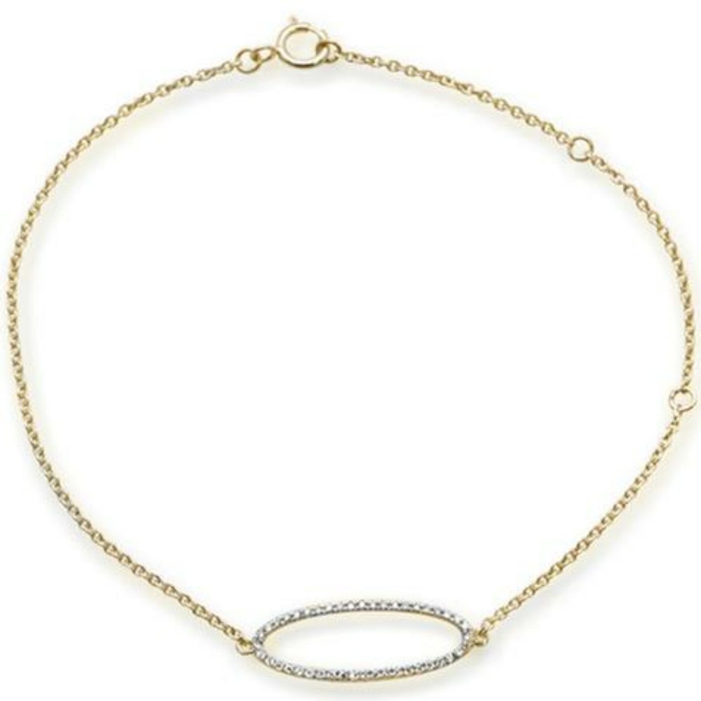 .09ct 14kt yellow gold diamond trendy oval bracele